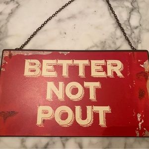 Red Metal Holiday Hanging Sign NWOT
